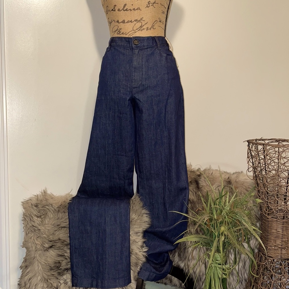 🔵🎉HP “NWT” TALL GIRLS DREAM FLARE LEG BANANA REPUBLIC DARK WASH TROUSERS - Picture 13 of 15